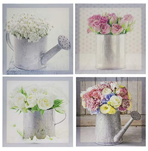 Set aus 4 Bildern, Bild auf Leinwand, Motiv Rose/Blumen,...