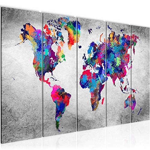 Bilder Weltkarte World map Wandbild 150 x 60 cm Vlies -...