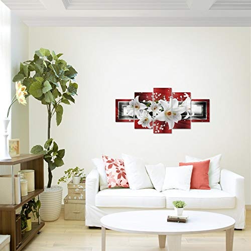 Bilder Blumen Lilien Wandbild 150 x 75 cm Vlies - Leinwand Bild XXL Format Wandbilder Wohnung Deko Kunstdrucke - MADE IN GERMANY - Fertig zum Aufhängen 204753b