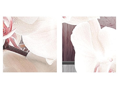 Bilder Blumen Orchidee Wandbild 200 x 100 cm Vlies - Leinwand Bild XXL Format Wandbilder Wohnzimmer Wohnung Deko Kunstdrucke Rosa Grau 4 Teilig - Made IN Germany - Fertig zum Aufhängen 204641c