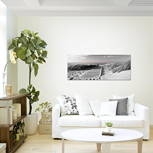 Bilder Strand Meer Wandbild 100 x 40 cm Vlies - Leinwand Bild XXL Format Wandbilder Wohnzimmer Wohnung Deko Kunstdrucke Weiß 1 Teilig - Made IN Germany - Fertig zum Aufhängen 604012c