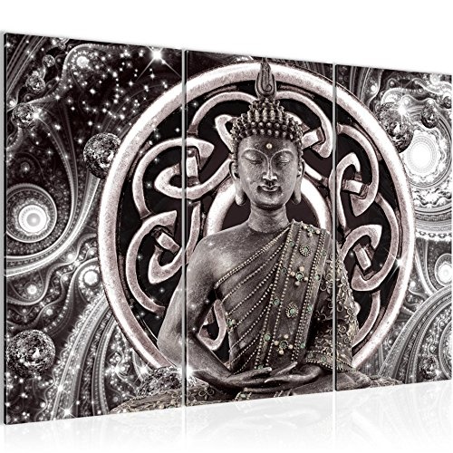 Bilder Buddha Blumen Wandbild 120 x 80 cm Vlies -...