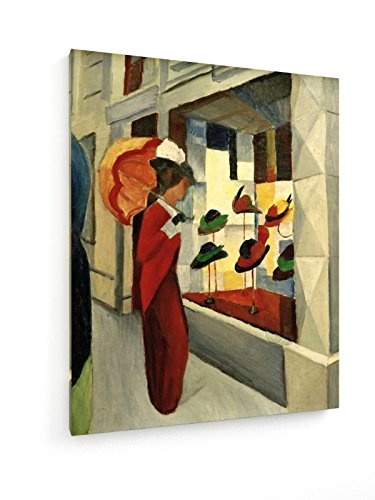August Macke - Hutladen - 1914-60x75 cm - Textil-Leinwandbild auf Keilrahmen - Wand-Bild - Kunst, Gemälde, Foto, Bild auf Leinwand - Alte Meister/Museum