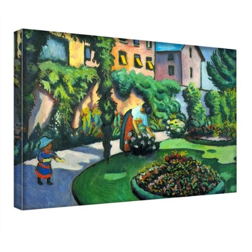 August Macke - Garden Image, Kunstdrucke Leinwandbild Bild Malerei Wandbilder Canvas. Größe 16" x 24" - 40 x 61 cm
