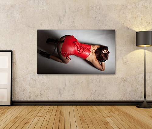 islandburner Bild Bilder auf Leinwand Frau in Einer Corsage auf den Knien Wandbild, Poster, Leinwandbild PCS-1K-DE