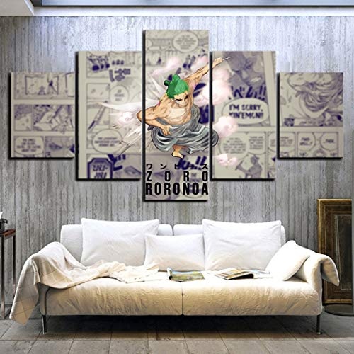 Modulare Bilder Drucke 5 Pcs Anime ONE Piece Roronoa Zoro Wano Land Poster Leinwand Malerei Wand Art Home Dekoration Rahmen,A,40x60x240x80x240x100x1