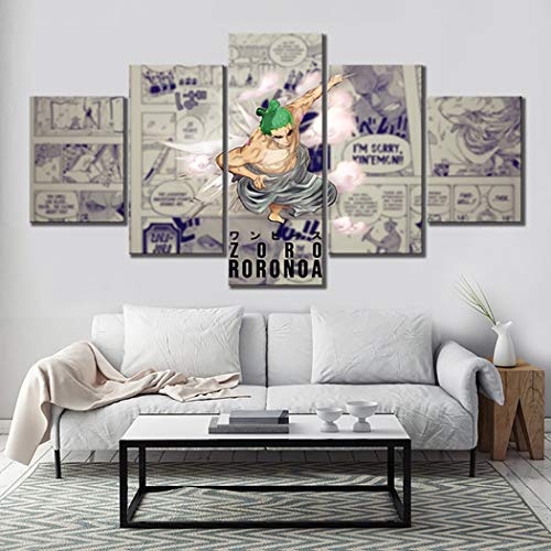 Modulare Bilder Drucke 5 Pcs Anime ONE Piece Roronoa Zoro Wano Land Poster Leinwand Malerei Wand Art Home Dekoration Rahmen,A,40x60x240x80x240x100x1