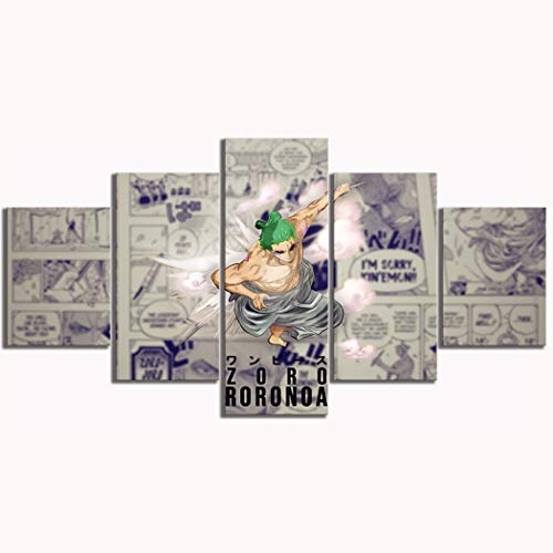 Modulare Bilder Drucke 5 Pcs Anime ONE Piece Roronoa Zoro Wano Land Poster Leinwand Malerei Wand Art Home Dekoration Rahmen,A,40x60x240x80x240x100x1