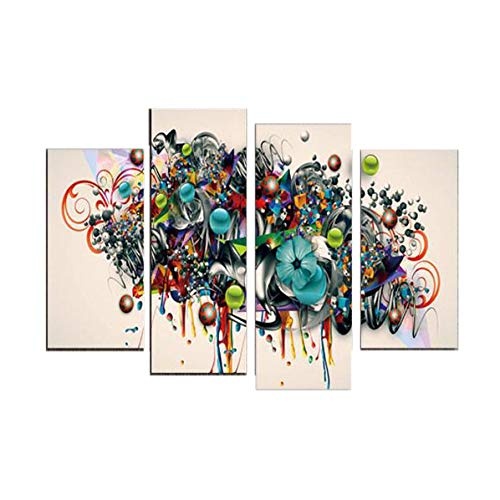 Vakiko 4 Pcs Wandbild Leinwandbilder Leinwand Abstrakte Blume Leinwanddrucke Moderne Kunstdruck Bilder Fertig Aufgespannt Wanddeko fürs Wohnzimmer Schlafzimme,30cmx60cmx2pcs+30cmx80cmx2pcs