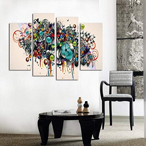 Vakiko 4 Pcs Wandbild Leinwandbilder Leinwand Abstrakte Blume Leinwanddrucke Moderne Kunstdruck Bilder Fertig Aufgespannt Wanddeko fürs Wohnzimmer Schlafzimme,30cmx60cmx2pcs+30cmx80cmx2pcs