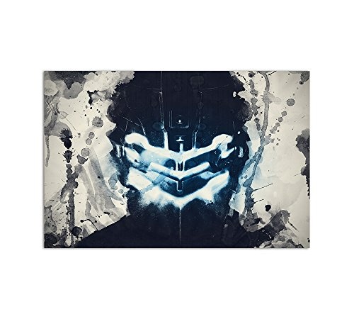 Dead Space Splash Art 90x60cm Schwarz Blau Game Aquarell Leinwandbild auf Keilrahmen Caro-Art Wandbilder