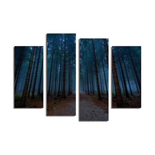 Vakiko 4 Pcs Bilder Wald Leinwandbild Kunstdruck Modern Wandbilder Wanddekoration Design Wand Bild Waldlandschaft Natur,20cmx40cmx2pcs+20cmx50cmx2pcs