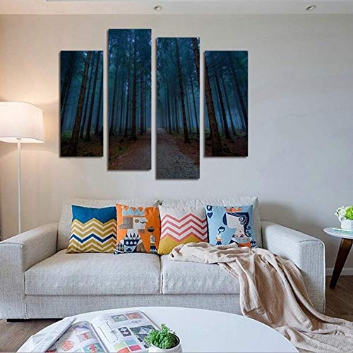 Vakiko 4 Pcs Bilder Wald Leinwandbild Kunstdruck Modern Wandbilder Wanddekoration Design Wand Bild Waldlandschaft Natur,20cmx40cmx2pcs+20cmx50cmx2pcs