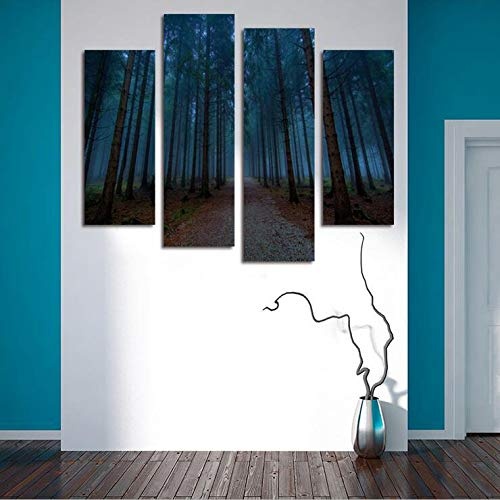 Vakiko 4 Pcs Bilder Wald Leinwandbild Kunstdruck Modern Wandbilder Wanddekoration Design Wand Bild Waldlandschaft Natur,20cmx40cmx2pcs+20cmx50cmx2pcs