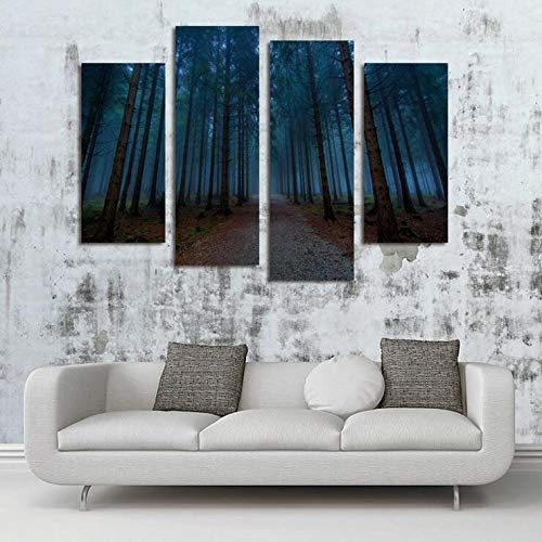 Vakiko 4 Pcs Bilder Wald Leinwandbild Kunstdruck Modern Wandbilder Wanddekoration Design Wand Bild Waldlandschaft Natur,20cmx40cmx2pcs+20cmx50cmx2pcs