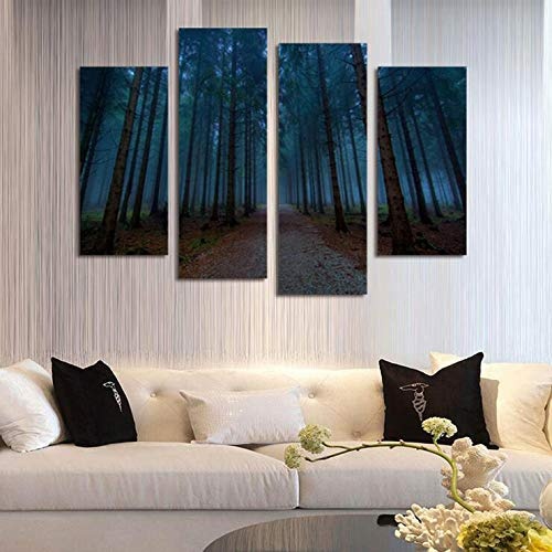 Vakiko 4 Pcs Bilder Wald Leinwandbild Kunstdruck Modern Wandbilder Wanddekoration Design Wand Bild Waldlandschaft Natur,20cmx40cmx2pcs+20cmx50cmx2pcs