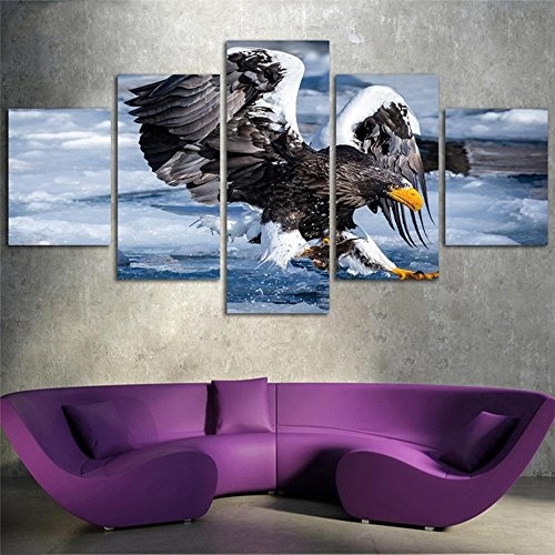 JAJUQH 5 pcs Eagle Jagd Leinwandbilder Wand Bild für Wohnzimmer HD Vogel Drucken Große, moderne Dekoration mit Rahmen Wandmalerei, Plakat, 3 gerahmte