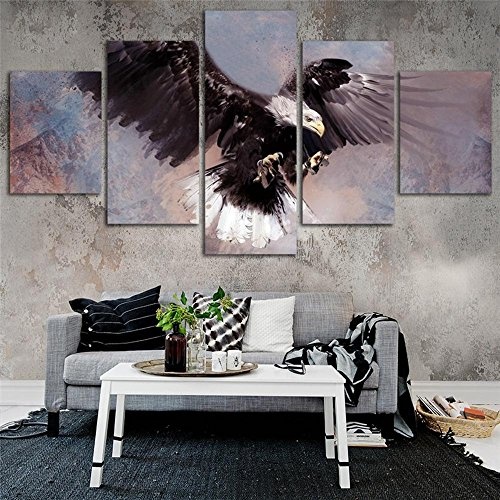 JAJUQH 5 pcs Eagle Flying Leinwandbilder Wand Bilder für Wohnzimmer HD Vogel Drucken Große, moderne Dekoration mit Rahmen wall painting wall Poster, 3 gerahmte