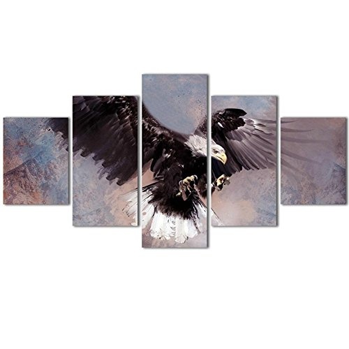 JAJUQH 5 pcs Eagle Flying Leinwandbilder Wand Bilder für Wohnzimmer HD Vogel Drucken Große, moderne Dekoration mit Rahmen wall painting wall Poster, 3 gerahmte