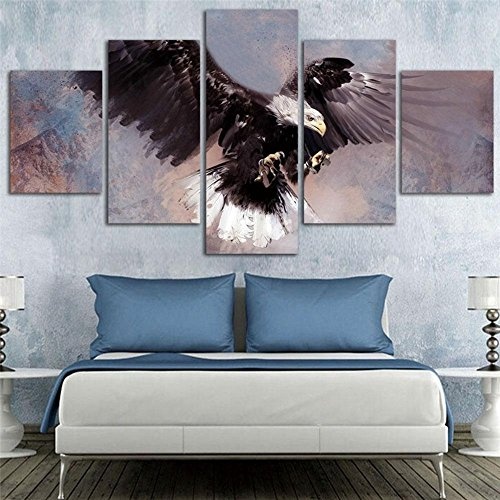 JAJUQH 5 pcs Eagle Flying Leinwandbilder Wand Bilder für Wohnzimmer HD Vogel Drucken Große, moderne Dekoration mit Rahmen wall painting wall Poster, 3 gerahmte