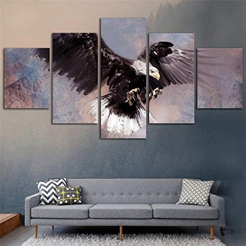 JAJUQH 5 pcs Eagle Flying Leinwandbilder Wand Bilder für Wohnzimmer HD Vogel Drucken Große, moderne Dekoration mit Rahmen wall painting wall Poster, 3 gerahmte