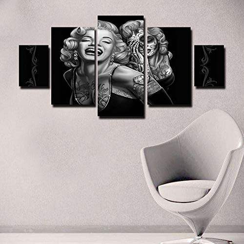 Yacart Leinwandbilder Kunstdruck Poster ohne Rahmen Hd Dekoratives Computer-Inkjet-Ölgemälde Fünf Marilyn Monroe-Nichte 25Cm x 35Cm (2 Stück) 25Cm x 45Cm (2 Stück) 25Cm x 55Cm (1 Stück) Schädel