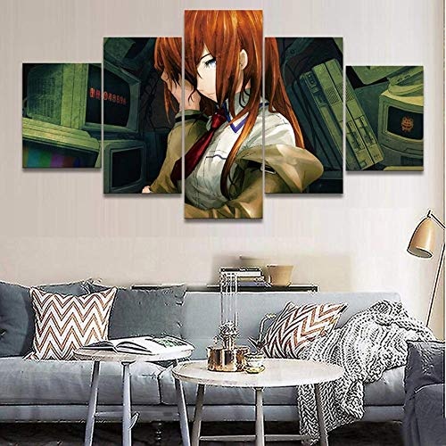 FJNS Malerei Wandkunst 5 Stück Leinwandbild Anime Computer Hacker Mädchen Druckplakat HD Bild Home Decor Gallery Art - Poster Wall Decor Geschenk,A,40x60x240x80x240x100x1