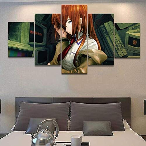 FJNS Malerei Wandkunst 5 Stück Leinwandbild Anime Computer Hacker Mädchen Druckplakat HD Bild Home Decor Gallery Art - Poster Wall Decor Geschenk,A,40x60x240x80x240x100x1