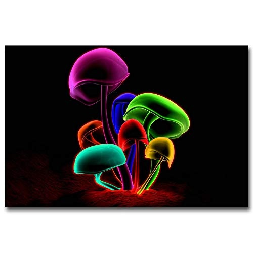 LIEFENGDAO Mushroom Psychedelic Art Silk Fabric Poster...