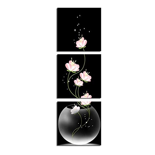 Gquan Leinwandbild, vertikale Blumen-Malerei, Hintergrund, (3) Computer-Inkjet Dekorativer Zeichenkern (ohne Rahmen)