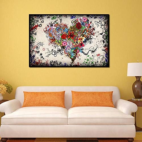 HEDDK Leinwandbilder Leinwand Wandkunst HD Computer Inkjet Bunte Blumen Ölgemälde für Wohnzimmer Schlafzimmer Büro Home Decoration (Kein Rahmen),40 * 60cm