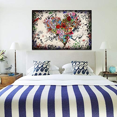 HEDDK Leinwandbilder Leinwand Wandkunst HD Computer Inkjet Bunte Blumen Ölgemälde für Wohnzimmer Schlafzimmer Büro Home Decoration (Kein Rahmen),40 * 60cm