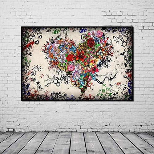 HEDDK Leinwandbilder Leinwand Wandkunst HD Computer Inkjet Bunte Blumen Ölgemälde für Wohnzimmer Schlafzimmer Büro Home Decoration (Kein Rahmen),40 * 60cm