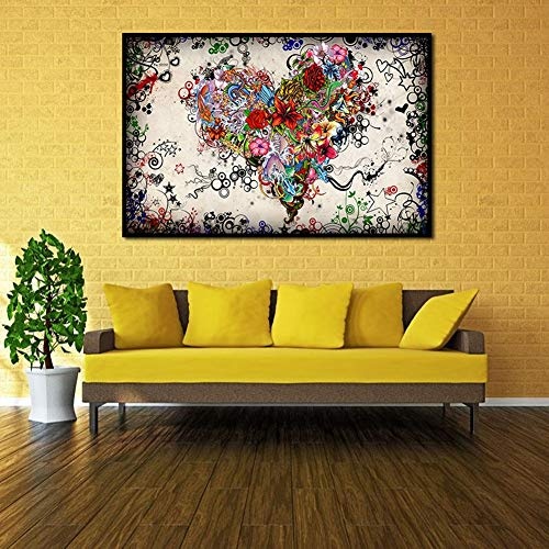 HEDDK Leinwandbilder Leinwand Wandkunst HD Computer Inkjet Bunte Blumen Ölgemälde für Wohnzimmer Schlafzimmer Büro Home Decoration (Kein Rahmen),40 * 60cm