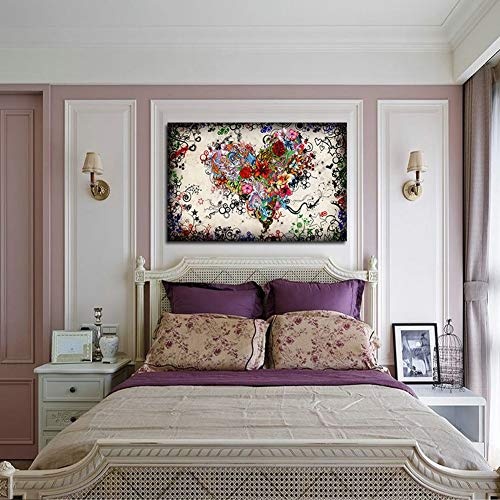 HEDDK Leinwandbilder Leinwand Wandkunst HD Computer Inkjet Bunte Blumen Ölgemälde für Wohnzimmer Schlafzimmer Büro Home Decoration (Kein Rahmen),40 * 60cm