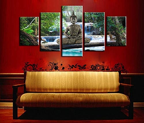 Y-XM Wandbilder leinwandbilder Dekor HD Computer Inkjet Malerei Wandmalerei fünf verknüpft Buddha modernen Home Dekoration Gemälde ohne Rahmen