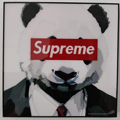 GLAGOODS Panda Supreme Designer Iconic Movie Cartoon Pop Art Leinwandbild, gerahmt, Vinyl, Geschenk Zitate