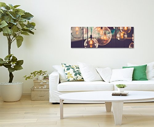 Panorama Fotoleinwand 120x40cm Künstlerische Fotografie - Designer Glühbirnen auf Leinwand exklusives Wandbild moderne Fotografie für ihre Wand in vielen Größen