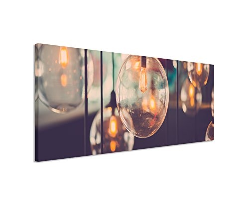 Panorama Fotoleinwand 120x40cm Künstlerische Fotografie - Designer Glühbirnen auf Leinwand exklusives Wandbild moderne Fotografie für ihre Wand in vielen Größen