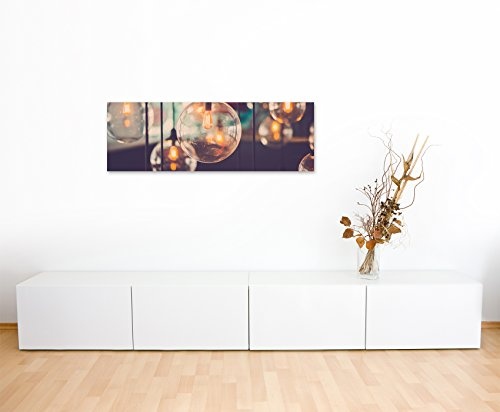 Panorama Fotoleinwand 120x40cm Künstlerische Fotografie - Designer Glühbirnen auf Leinwand exklusives Wandbild moderne Fotografie für ihre Wand in vielen Größen