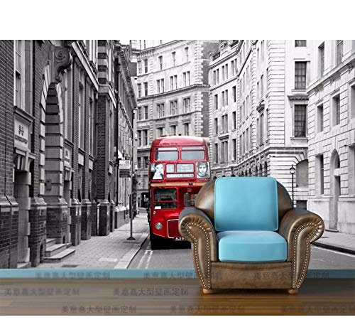 Fototapeten Individuelle Fototapete London City Urban Wallpaper 3D Designer Wandbild Red Bus Schlafzimmer Wohnzimmer Kinderzimmer Dekor Home Art-450X300Cm,Wandbilder