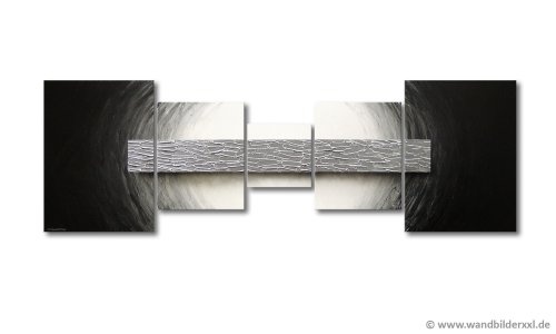 WandbilderXXL® Handgemaltes Bild "Silver Bar" in 210x70x2cm fertig gespannt auf Holzkeilrahmen Moderne große Wandbilder Leinwandbilder Bilder Prime Wohnzimmer