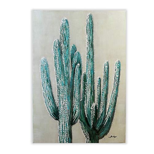 Casablanca Ölbild Kaktus Grüntöne/creme 70 x 100 cm Leinwand auf Holzrahmen,handgemalt