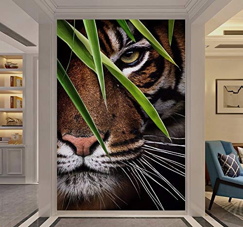 Wandbilder Benutzerdefinierte 3D New Designer Tiger Wandbild Eingang Tiere Tv Hintergrundbild 3D Animal Wallpaper-280X200Cm,wallpaper