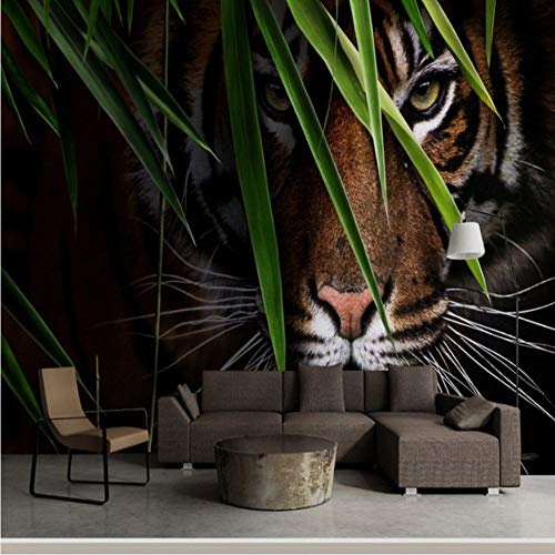 Xbwy  Benutzerdefinierte 3D Neue Designer Tiger Mural Eingang Tiere Tv Hintergrundbild 3D Tier Tapete -280X200Cm