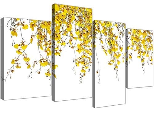 Wallfillers 4263 Leinwandbild, Motiv Orchideen, groß, 130 cm breit, Gelb/Weiß