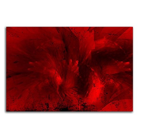 Brennende Leidenschaft - Abstrakt326_60x80cm Bild auf Leinwand Abstraktes Motiv knallig rot schwarz einteiliges Dekobild Kunstdruck auf Keilrahmen