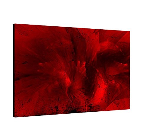 Brennende Leidenschaft - Abstrakt326_60x80cm Bild auf Leinwand Abstraktes Motiv knallig rot schwarz einteiliges Dekobild Kunstdruck auf Keilrahmen