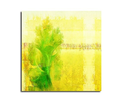 Kunstdruck grün gelb Abstrakt487_40x40cm Leinwandbild knallige Farben leuchtend XXL fertig auf Keilrahmen quadratisches Wandbild