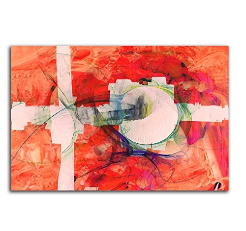 Fremder Moment - Abstrakt377_60x80cm Bild auf Leinwand Abstraktes Leinwandbild knallig rot einteiliges Dekobild Kunstdruck auf Keilrahmen